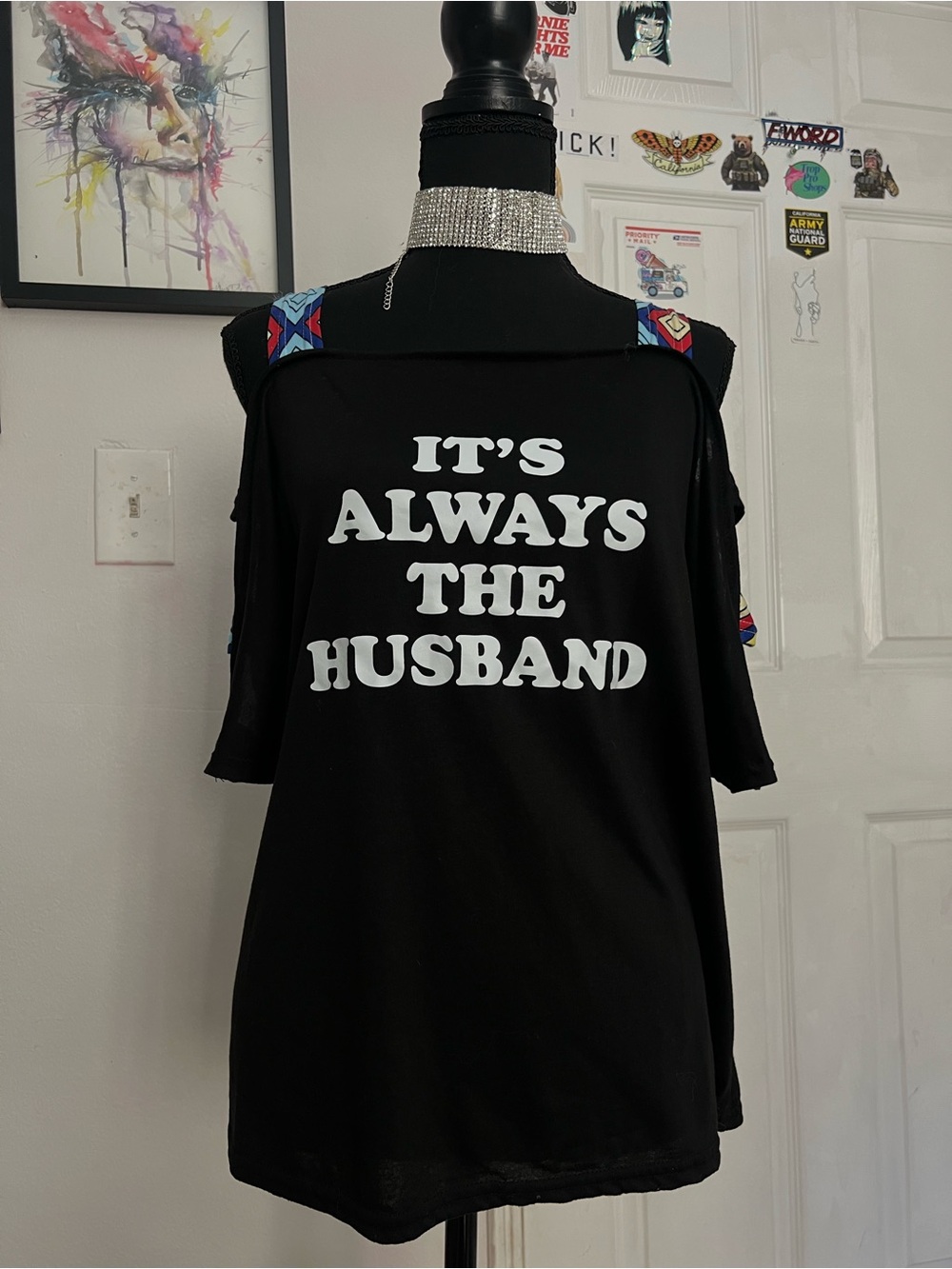 Black Graphic Tee "It's Always The Husband"